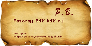 Patonay Bökény névjegykártya